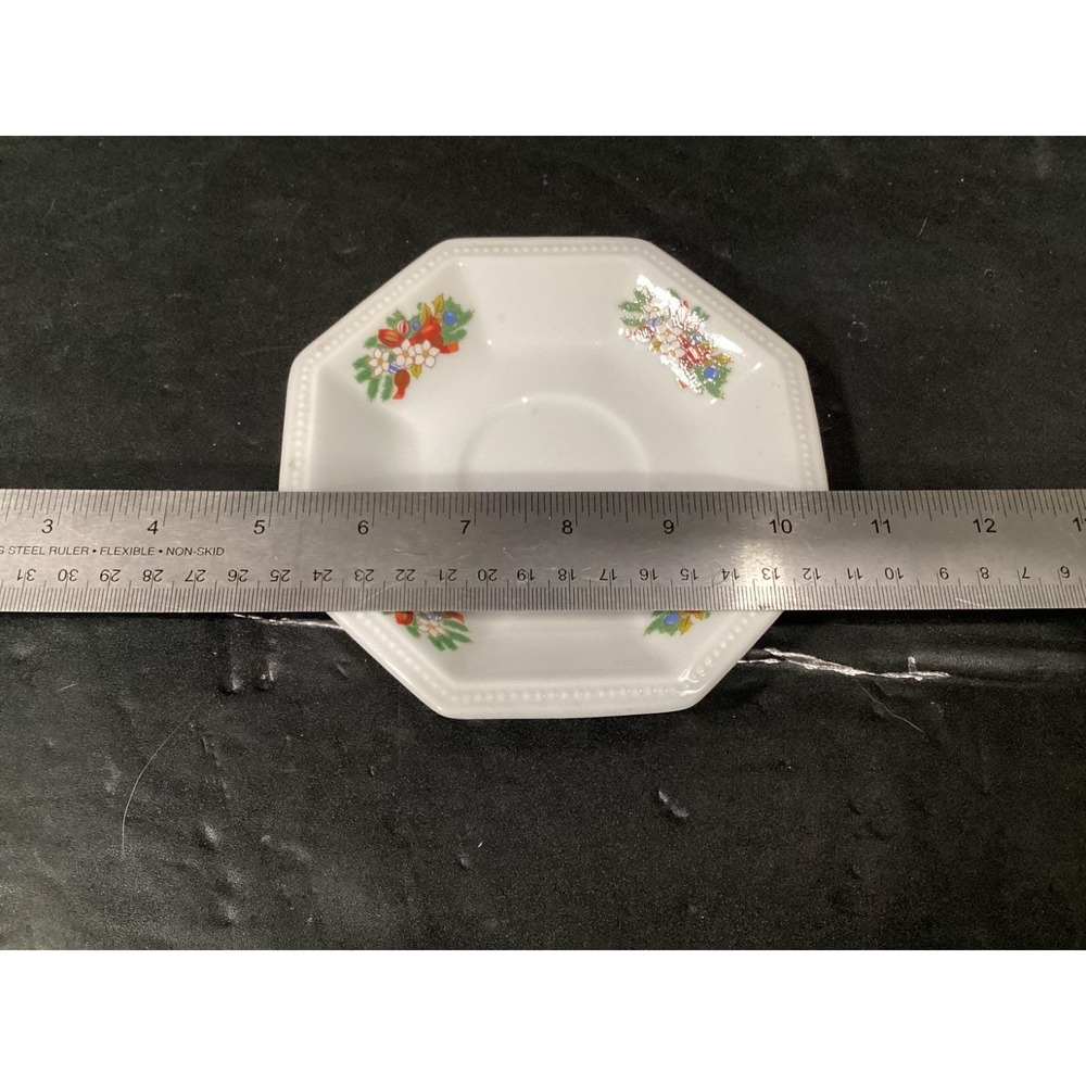 Vintage Fairfield Fine China Octagonal Floral Saucers Set of 2